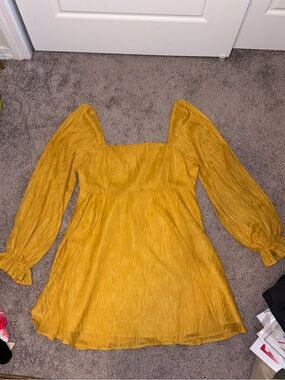 Jealous Tomato Golden Yellow Satin Mini Dress